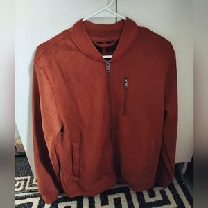 Ben Sherman Men’s Faux Suede Bomber Jacket Medium In Rust NWT